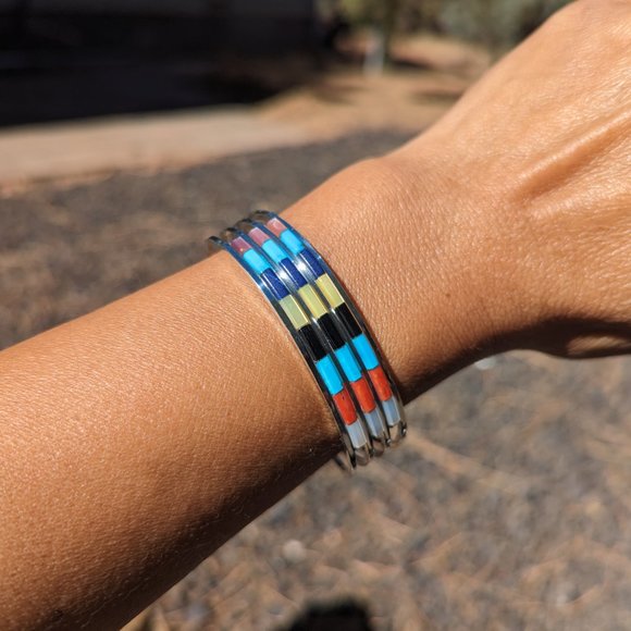 Zuni Cuff Bracelet Genuine NA Jewelry Sterling Silver Native American Sz 6.5*** - Picture 4 of 10